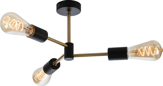 Knightsbridge SE3P 3 x E27 Ceiling Pendant Matt Black / Brushed Gold