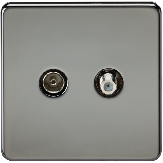 Knightsbridge SF0140BN 1 Gang TV / Satellite Outlet (Non Isolated) Black Nickel