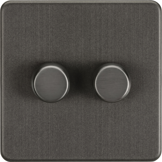 Knightsbridge SF2192SB 2 Gang 2 Way 150W LED Dimmer Smoked Bronze