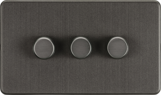 Knightsbridge SF2193SB 3 Gang 2 Way 150W LED Dimmer Smoked Bronze