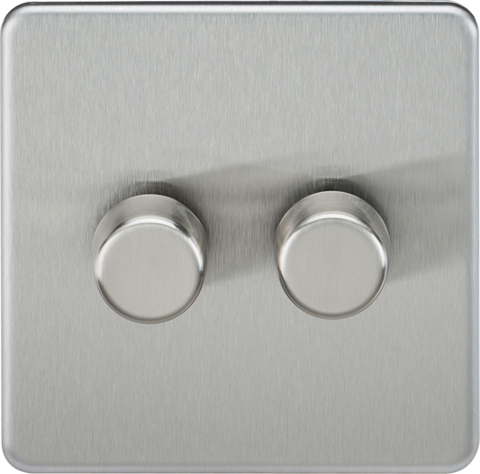 Knightsbridge SF2192BC 2 Gang 2 Way 150W LED Dimmer Brushed Chrome