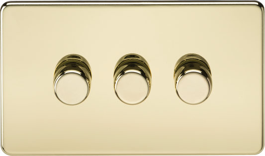 Knightsbridge SF2193PB 3 Gang 2 Way 150W LED Dimmer Polished Brass