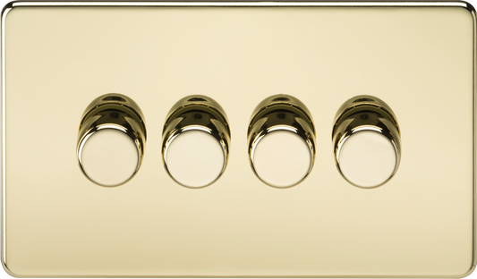 Knightsbridge SF2194PB 4 Gang 2 Way 150W LED Dimmer Polished Brass