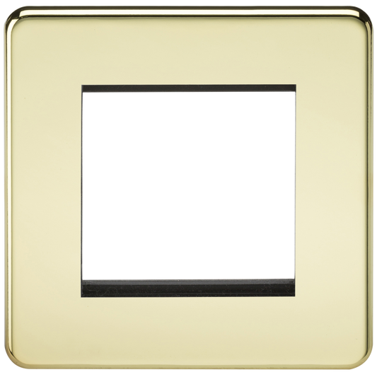 Knightsbridge SF2GPB 1 Gang 2 Module Euromodule Faceplate Polished Brass