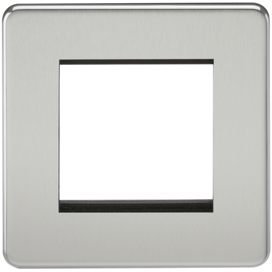 Knightsbridge SF2GPC 1 Gang 2 Module Euromodule Faceplate Polished Chrome