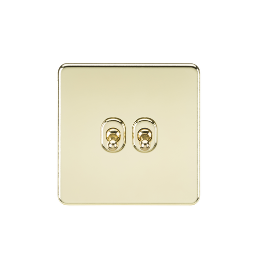 Knightsbridge SF2TOGPB 2 Gang 2 Way Toggle Switch Polished Brass
