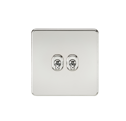 Knightsbridge SF2TOGPC 2 Gang 2 Way Toggle Switch Polished Chrome