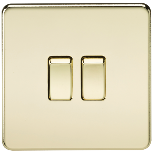 Knightsbridge SF3000PB 2 Gang 2 Way Switch Polished Brass