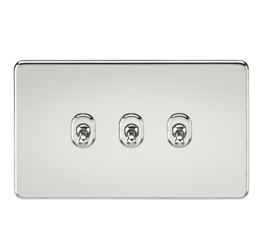 Knightsbridge SF3TOGPC 3 Gang 2 Way Toggle Switch Polished Chrome