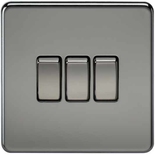 Knightsbridge SF4000BN 3 Gang 2 Way Switch Black Nickel