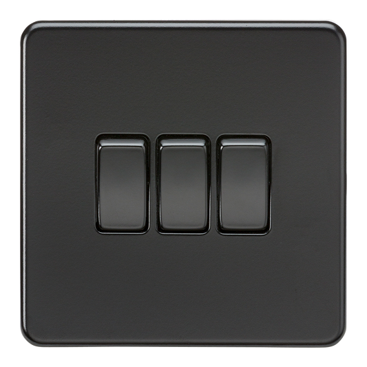 Knightsbridge SF4000MBB 3 Gang 2 Way Switch Matt Black