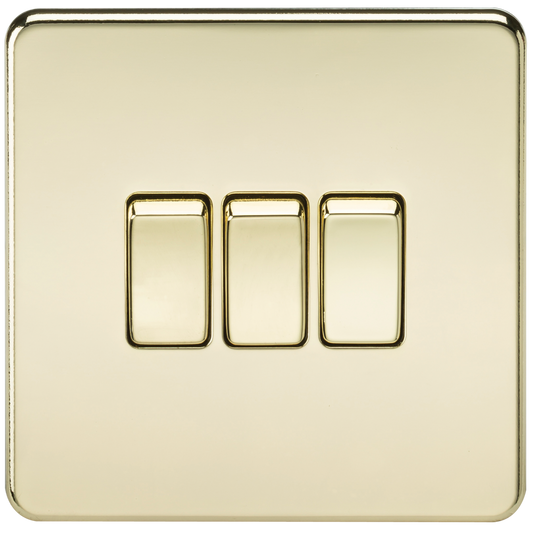 Knightsbridge SF4000PB 3 Gang 2 Way Switch Polished Brass