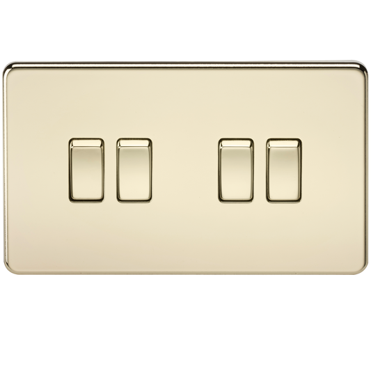 Knightsbridge SF4100PB 4 Gang 2 Way Switch Polished Brass