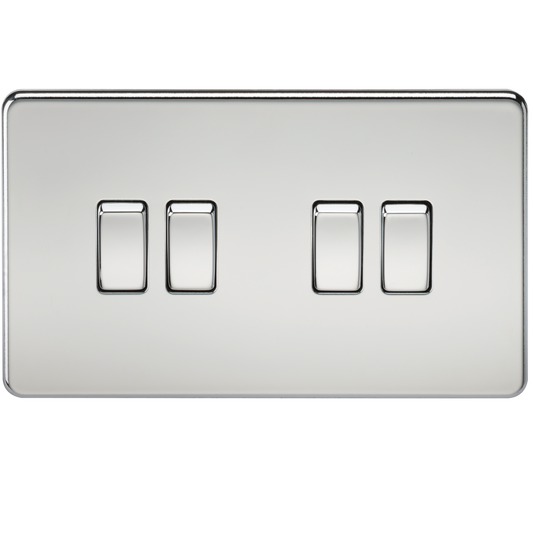 Knightsbridge SF4100PC 4 Gang 2 Way Switch Polished Chrome