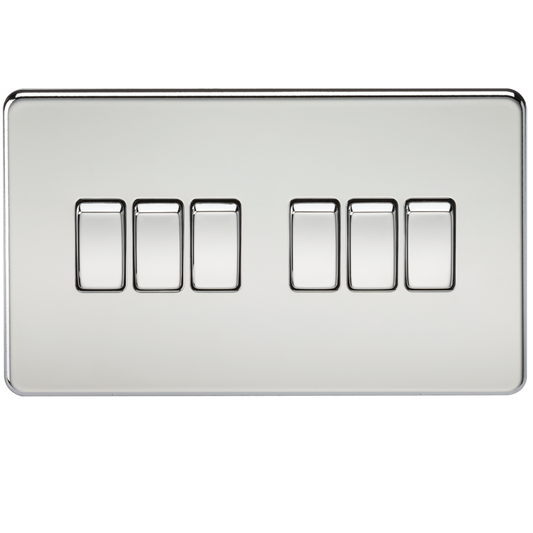 Knightsbridge SF4200PC 6 Gang 2 Way Switch Polished Chrome