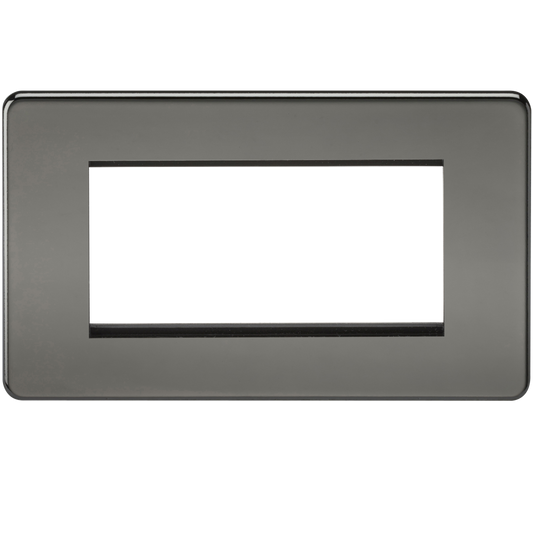 Knightsbridge SF4GBN 2 Gang 4 Module Euromodule Faceplate Black Nickel