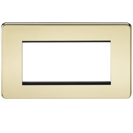 Knightsbridge SF4GPB 2 Gang 4 Module Euromodule Faceplate Polished Brass