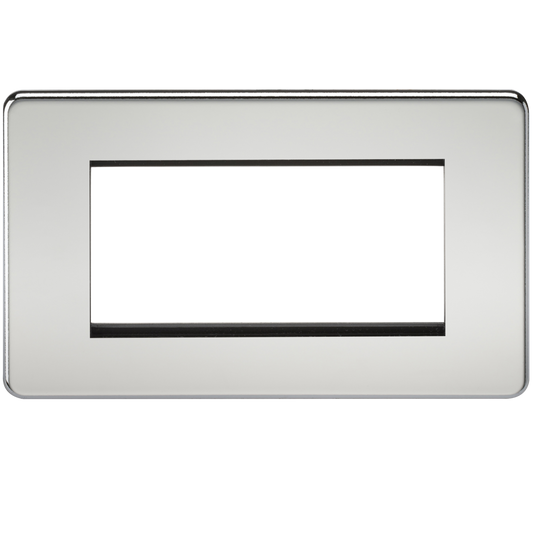 Knightsbridge SF4GPC 2 Gang 4 Module Euromodule Faceplate Polished Chrome