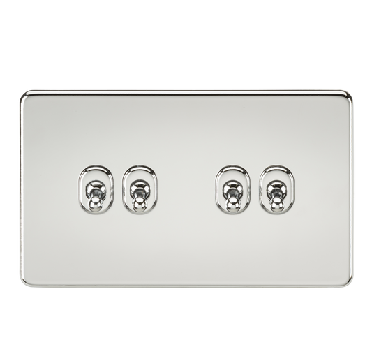 Knightsbridge SF4TOGPC 4 Gang 2 Way Toggle Switch Polished Chrome