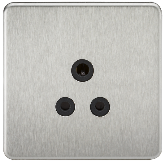 Knightsbridge SF5ABC 1 Gang 5A Unswitched Socket Brushed Chrome Black Insert