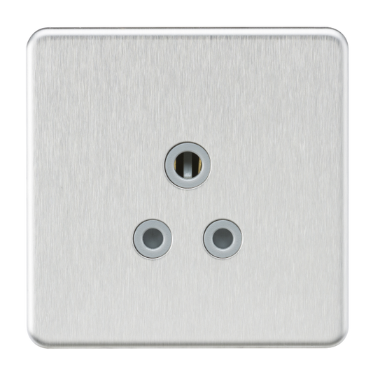 Knightsbridge SF5ABCG 1 Gang 5A Unswitched Socket Brushed Chrome Grey Insert