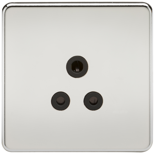 Knightsbridge SF5APC 1 Gang 5A Unswitched Socket Polished Chrome Black Insert