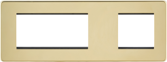 Knightsbridge SF6GPB 6 Gang 2 & 4 Module Euromodule Faceplate Polished Brass