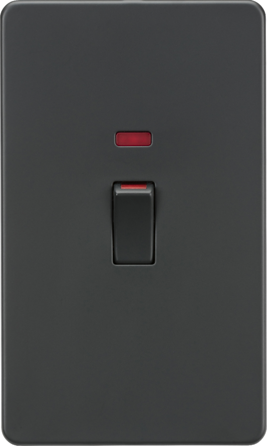 Knightsbridge SF82MNAT 2 Gang 45A DP Switch with Neon Anthracite