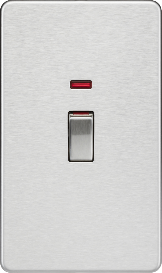 Knightsbridge SF82MNBC 2 Gang 45A DP Switch with Neon Brushed Chrome