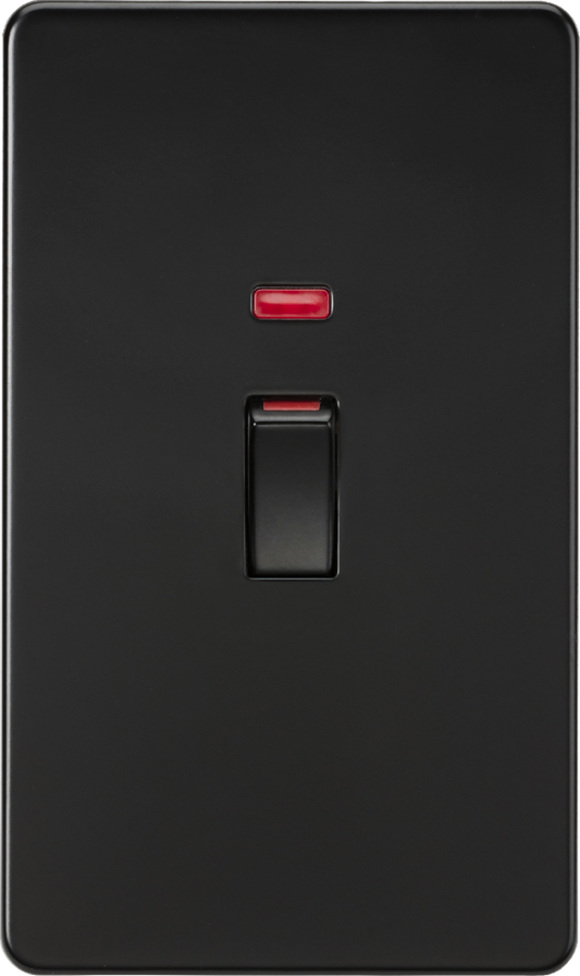 Knightsbridge SF82MNMB 2 Gang 45A DP Switch with Neon Matt Black