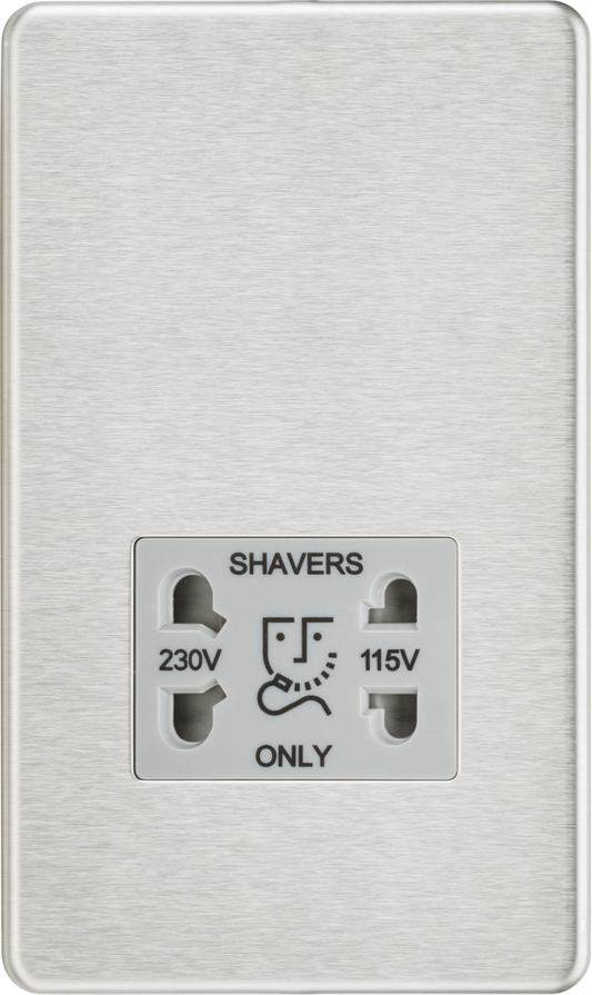 Knightsbridge SF8900BCG Dual Voltage 115/230V 20VA Shaver Socket Brushed Chrome Grey Insert