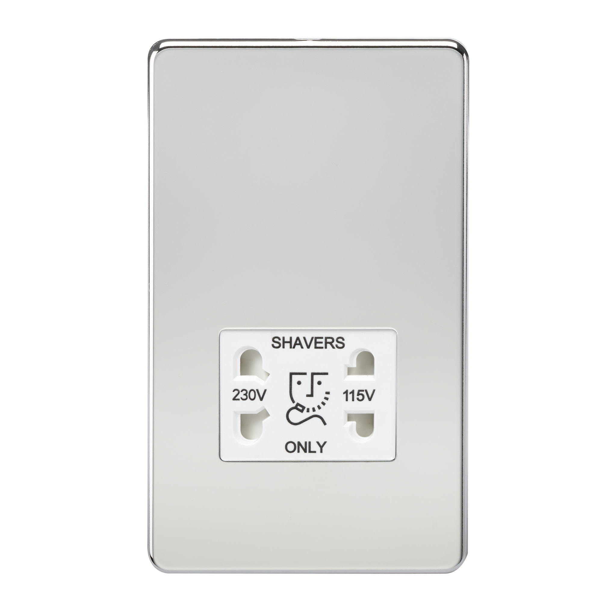 Knightsbridge SF8900PCW Dual Voltage 115/230V 20VA Shaver Socket Polished Chrome White Insert