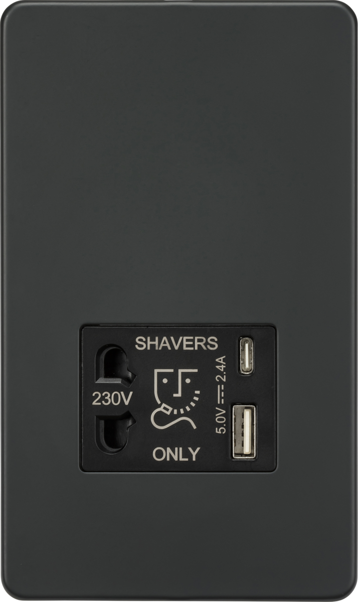 Knight Drive Socket Knightsbridge SF8909AT Shaver Socket with USB Anthracite – ETC Electrical
