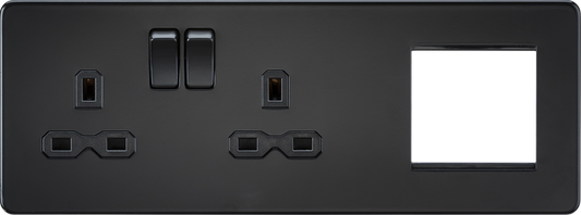 Knightsbridge SFR192LMBB 2 Gang 13A DP Switched Socket & 2x Module Left Hand Multimedia Faceplate Ma