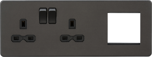 Knightsbridge SFR192LSB 2 Gang 13A DP Switched Socket & 2x Module Left Hand Multimedia Faceplate Smo