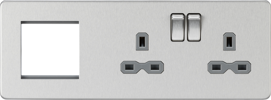 Knightsbridge SFR192RBCG 2 Gang 13A DP Switched Socket & 2x Module Right Hand Multimedia Faceplate B