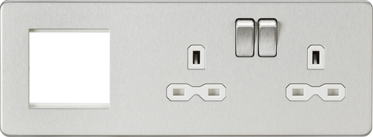 Knightsbridge SFR192RBCW 2 Gang 13A DP Switched Socket & 2x Module Right Hand Multimedia Faceplate B
