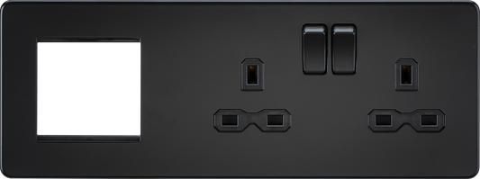 Knightsbridge SFR192RMBB 2 Gang 13A DP Switched Socket & 2x Module Right Hand Multimedia Faceplate M