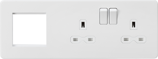 Knightsbridge SFR192RMW 2 Gang 13A DP Switched Socket & 2x Module Right Hand Multimedia Faceplate Ma