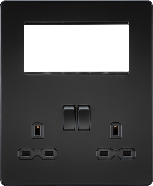 Knightsbridge SFR194MBB 1 x 2 Gang 13A DP Switched Socket & 4x Module Half Size Multimedia Faceplate