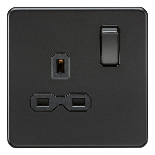 Knightsbridge SFR7000MBB 1 Gang 13A DP Switched Socket Matt Black