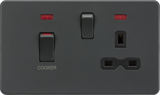 Knightsbridge SFR83MNAT 2 Gang 45A DP Cooker Control Unit with Neon Anthracite