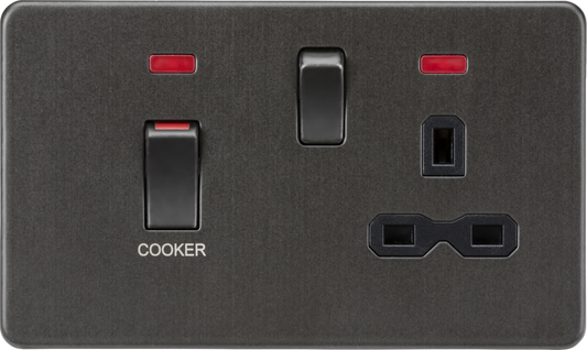 Knightsbridge SFR83MNSB 2 Gang 45A DP Cooker Control Unit with Neon Smoked Bronze