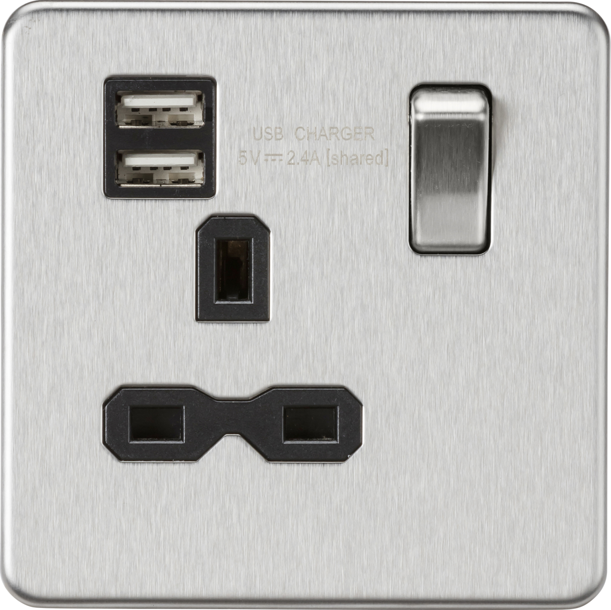 Knight Drive Socket Knightsbridge SFR9124BC 1 Gang 13A DP Switched USB Socket Brushed Chro ...
