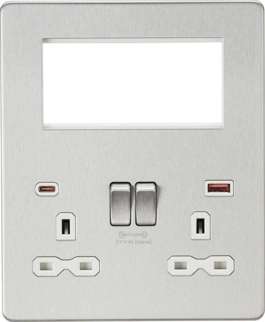 Knightsbridge SFR994BCW 1 x 2 Gang 13A DP Switched Socket with USB & 4x Module Half Size Multimedia