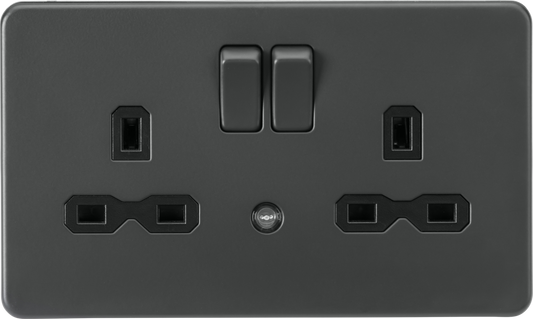 Knightsbridge SFR9NLAT 2 Gang 13A DP Switched Socket with Nightlight Anthracite