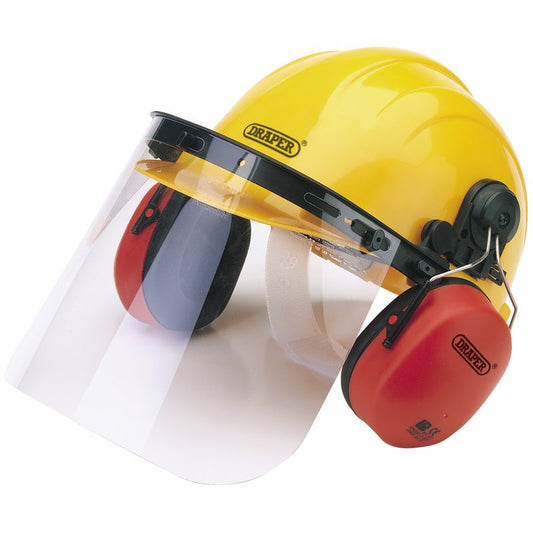 Draper SHEMV 69933 Safety Helmet with Ear Muffs and Visor Yellow