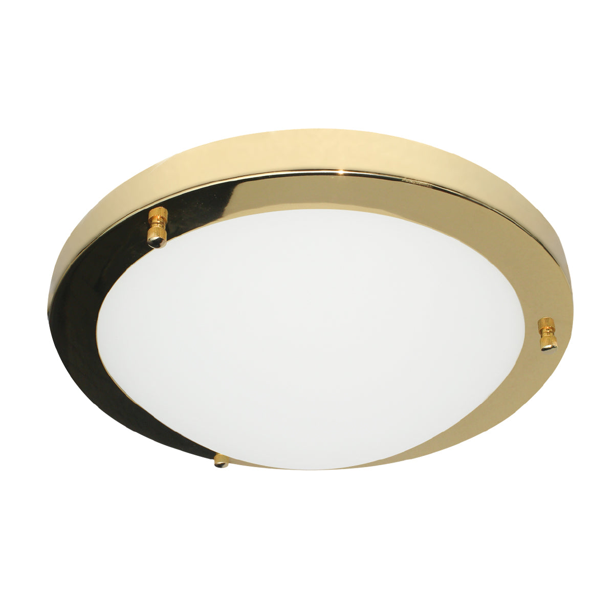 Forum SPA-34047-BRS Delphi 18W LED Round Flush Ceiling Light with Glass Opal Diffuser 4000K IP44 Brass