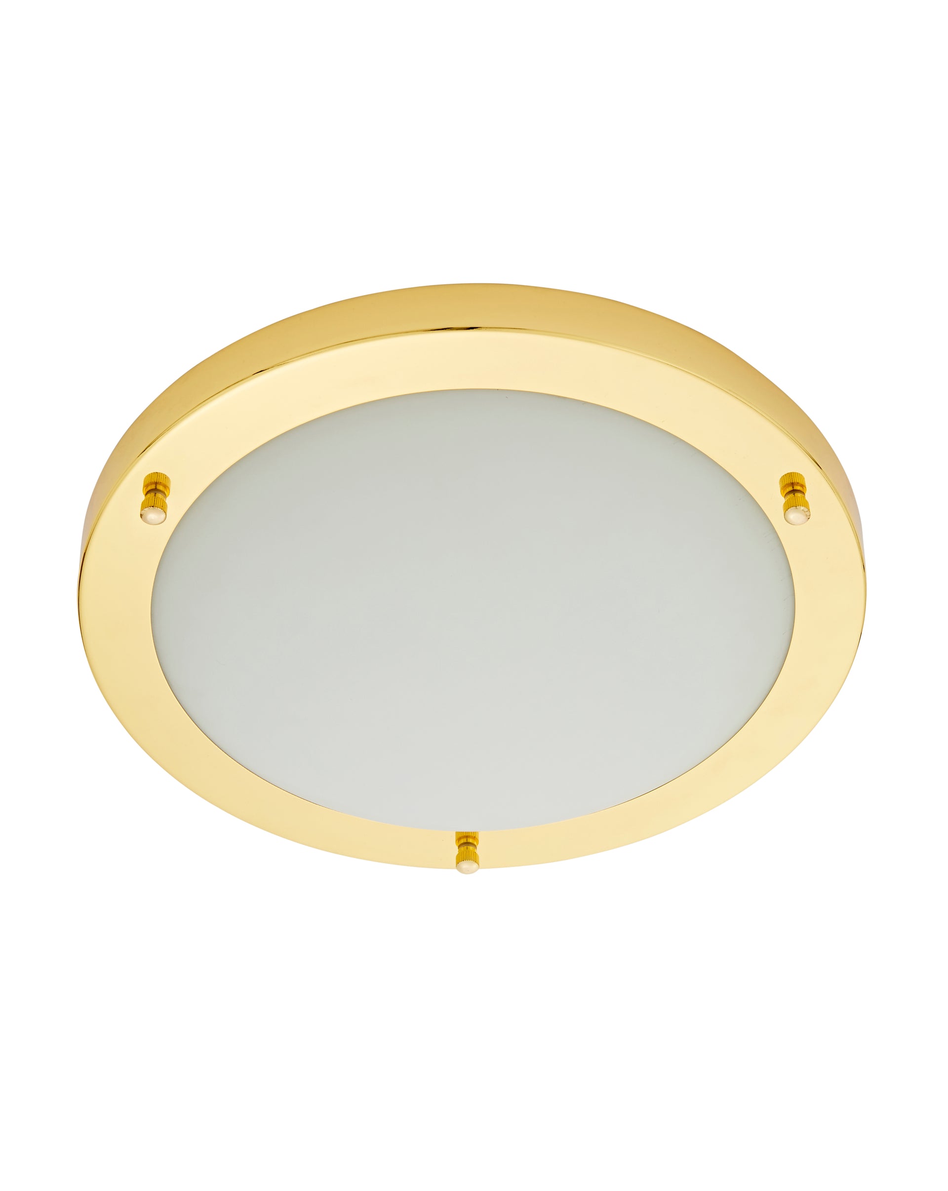 Forum SPA-34047-BRS Delphi 18W LED Round Flush Ceiling Light with Glass Opal Diffuser 4000K IP44 Brass