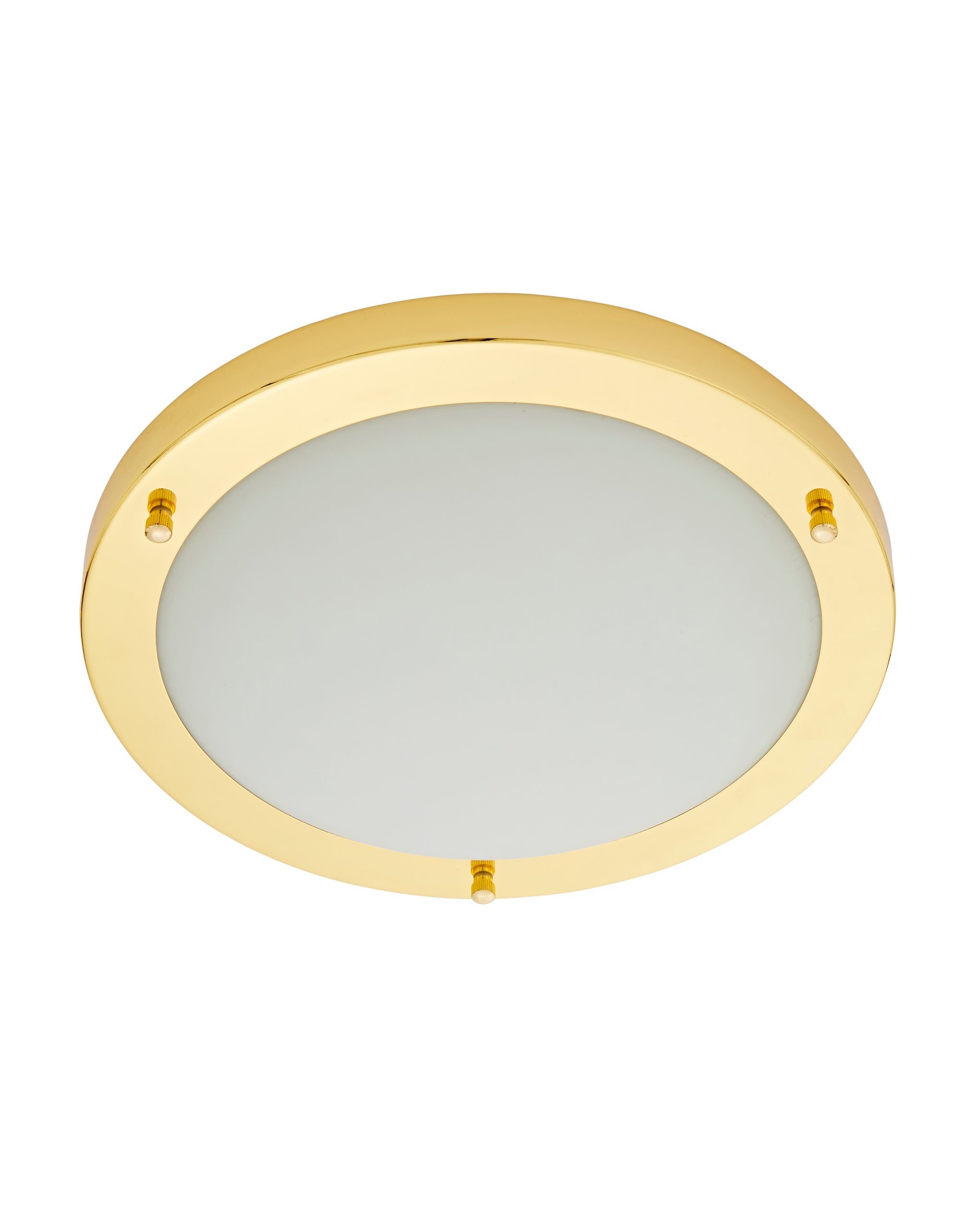 Forum SPA-34047-BRS Delphi 18W LED Round Flush Ceiling Light with Glass Opal Diffuser 4000K IP44 Brass